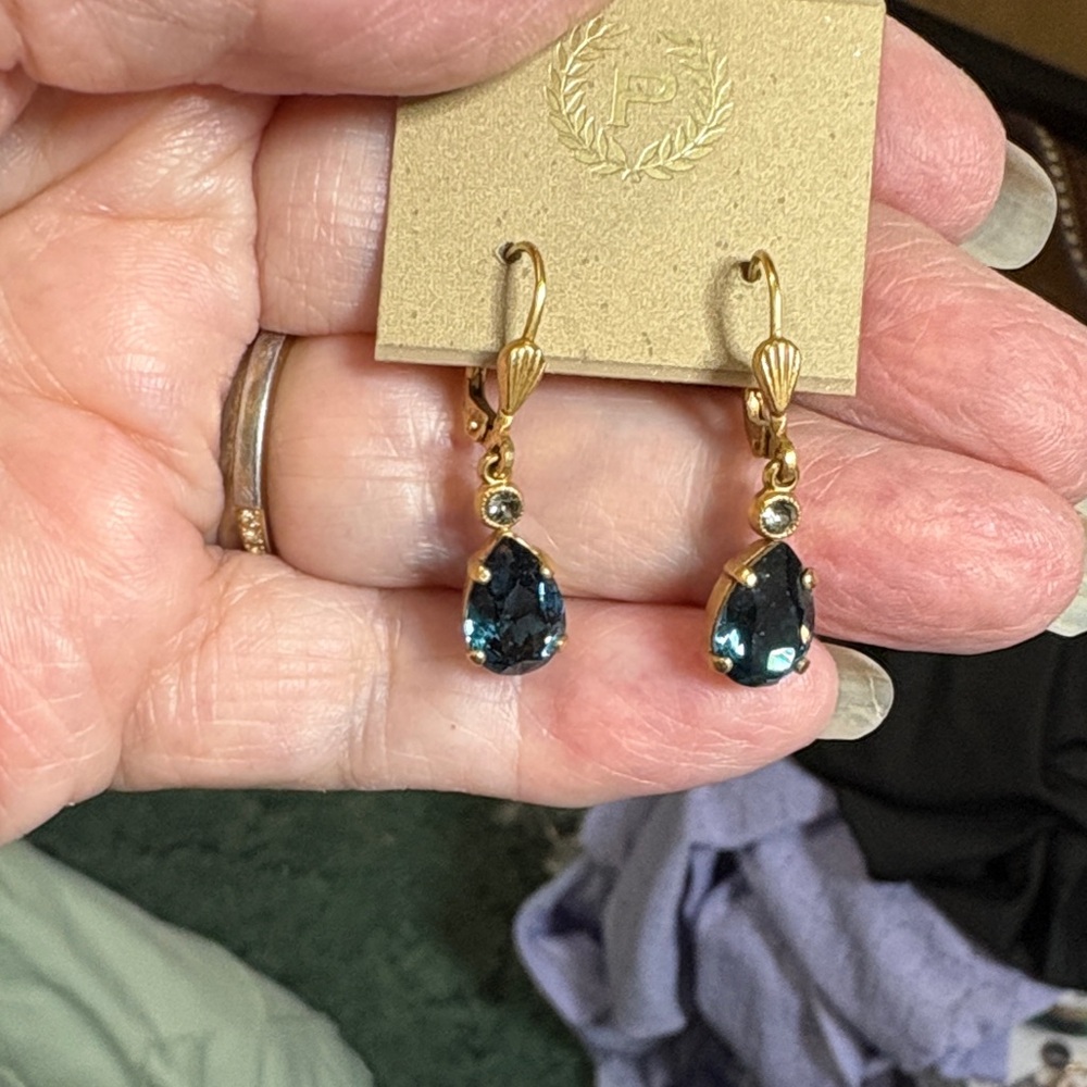 Elegant Gold and Blue Drop Earrings